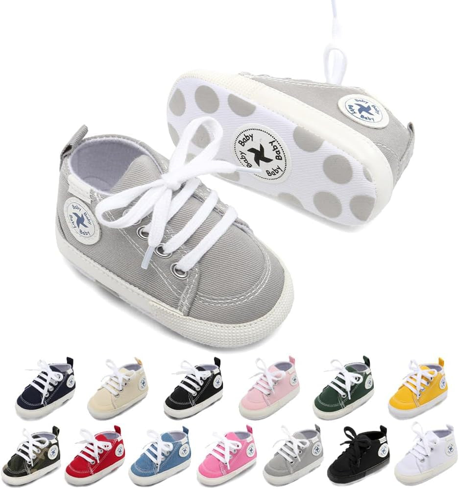 Baby Girls Boys Shoes Soft Anti-Slip Sole Newborn First Walkers Star High Top Canvas Denim Unisex Infant Sneaker